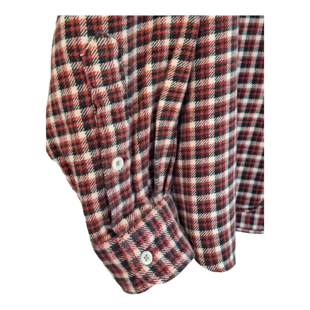 Ralph Lauren Sportsman Button Down Flannel Shirt Men's XL Red Black Cotton EUC